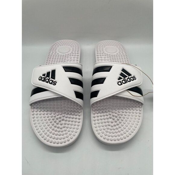 Adidas Adissage F35573 Men's US 17 Slide Sandals Cloud White Core Black Slip On - Picture 2 of 9